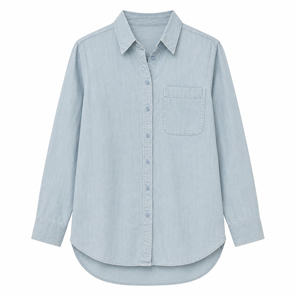Babaton Linen Blend Oversized‎ Button Up Shirt Blue 2XS